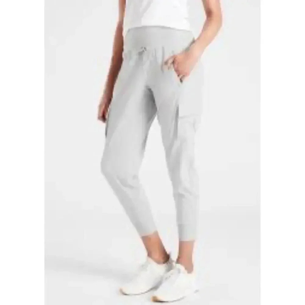 Athleta Sutton Jogger Pant 8 Gray Cargo Stretch Zip Pockets